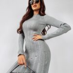 Sukienka dopasowana prążkowana Bitsy Ola Voga szara