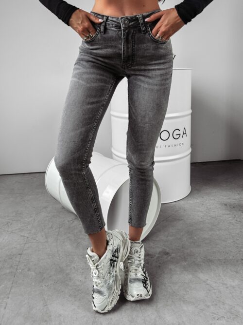 Spodnie skinny jeans Inez Ola Voga szare