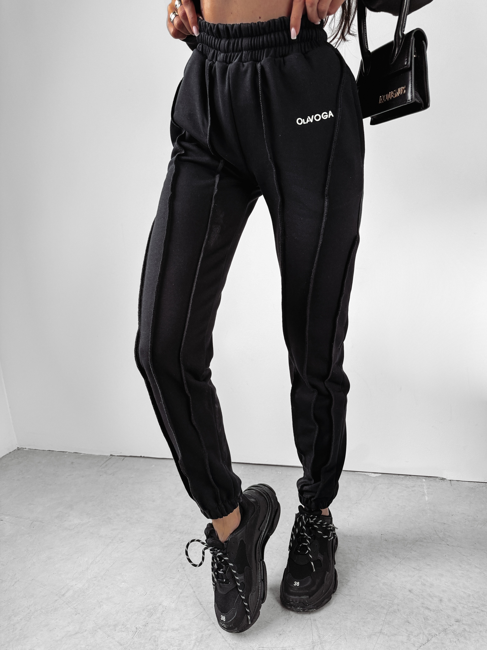 Spodnie z przeszyciami Japan Ola Voga czarne