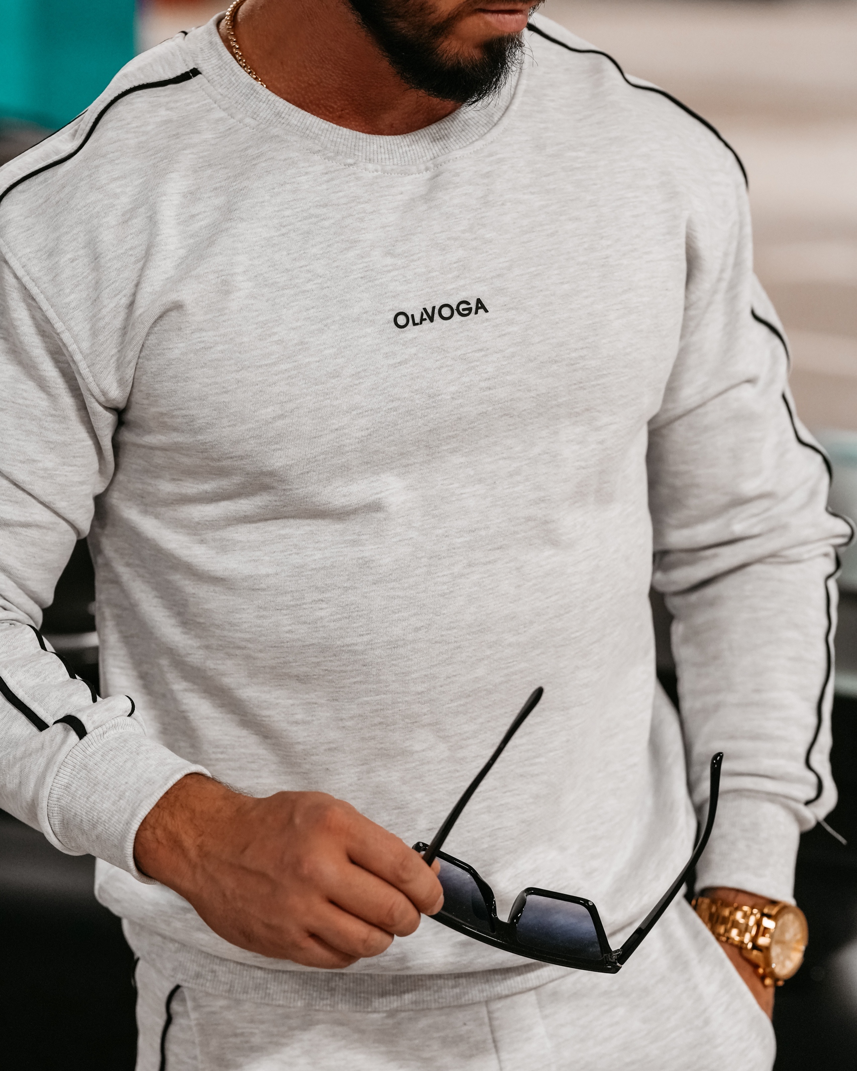 Komplet męski dresowy Matchy Men Ola Voga szary melanż