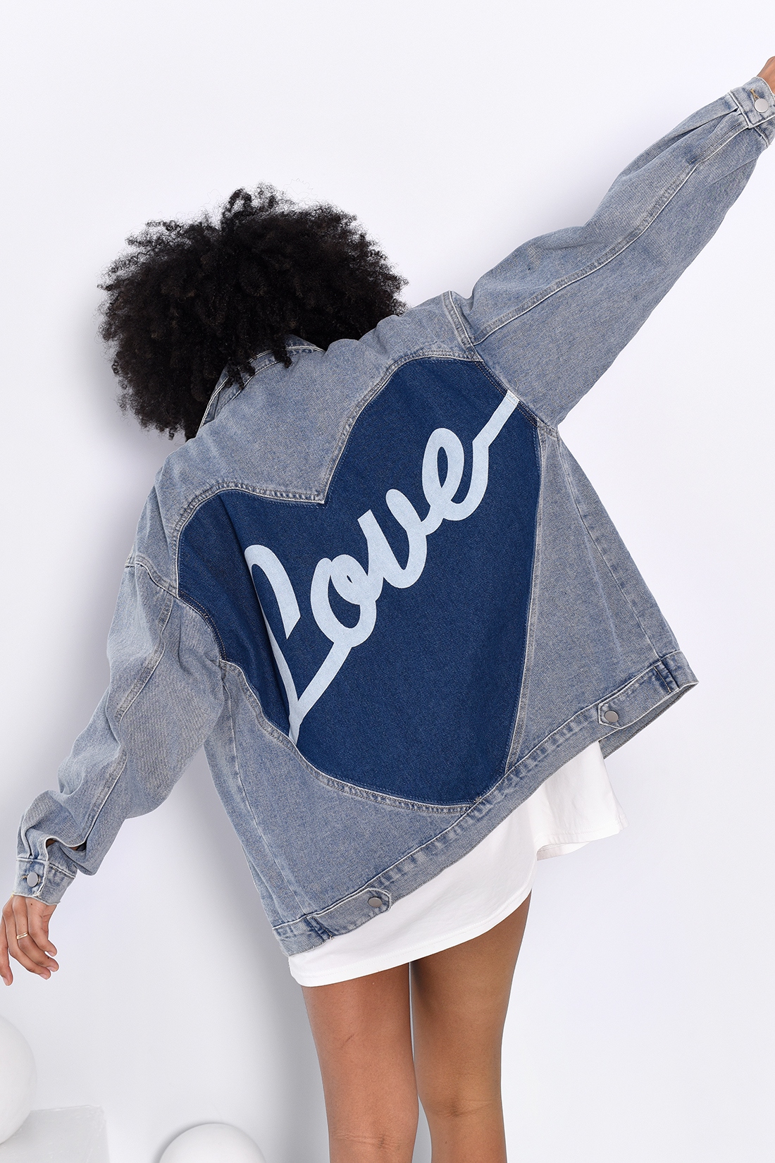 Katana jeansowa overisze MC LOVE niebieska