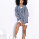 Katana jeansowa overisze MC LOVE niebieska