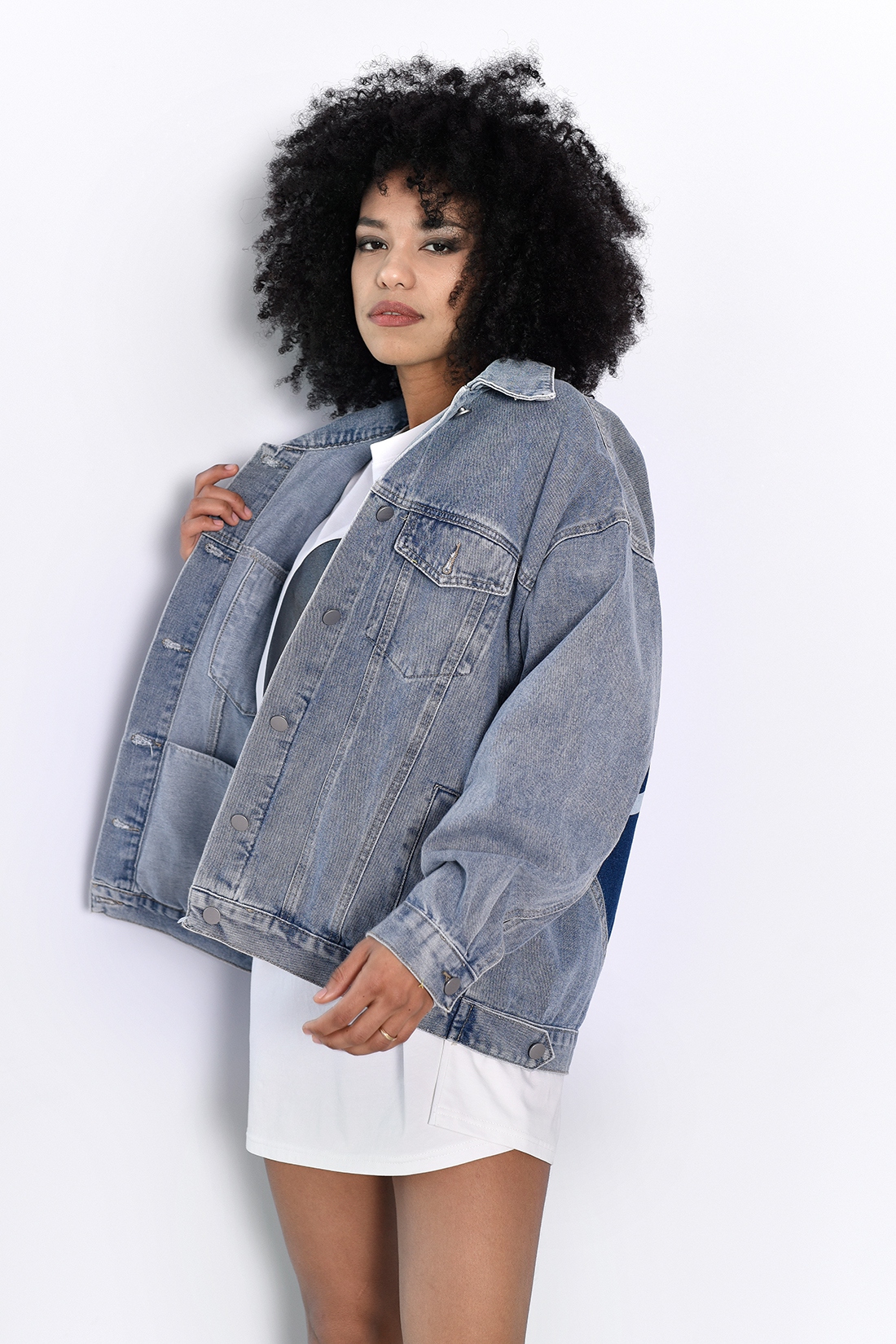 Katana jeansowa overisze MC LOVE niebieska