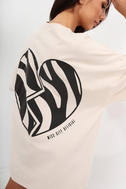 T-shirt oversize MC Heart kremowy