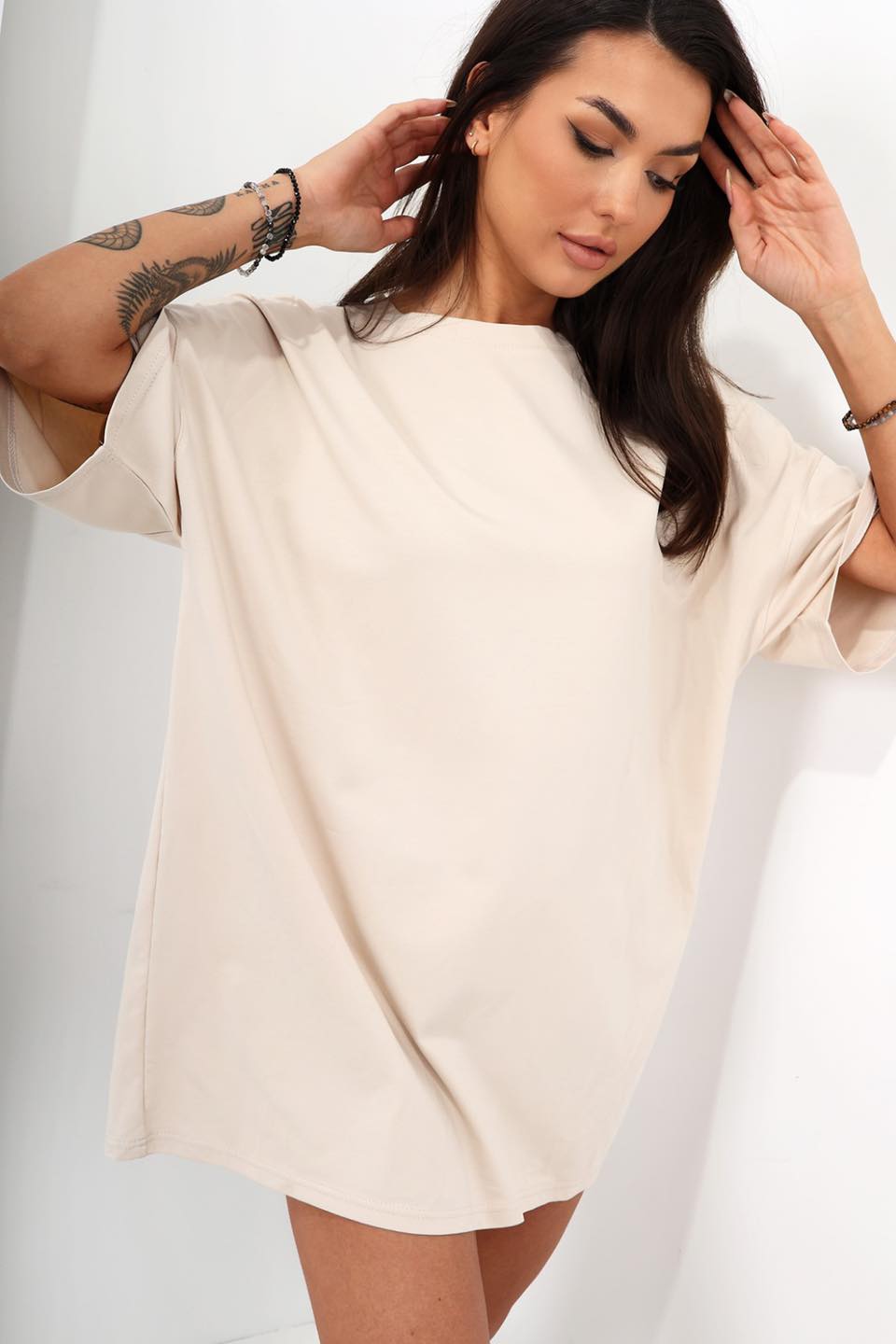 T-shirt oversize MC Heart kremowy