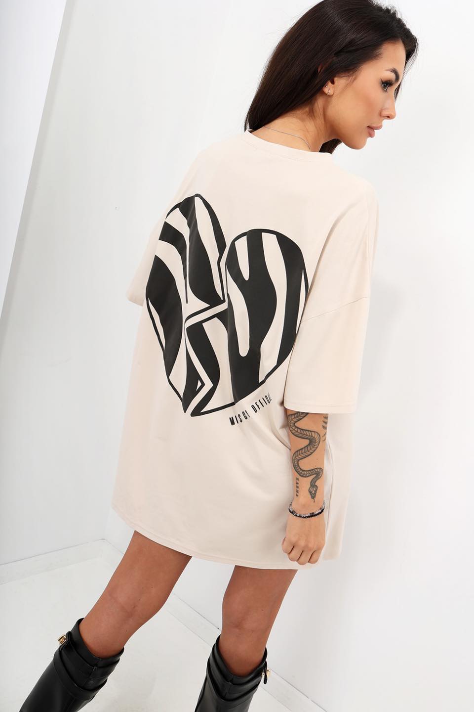 T-shirt oversize MC Heart kremowy
