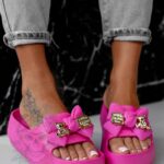 Klapki piankowe z misiem Madam Todi fuksja