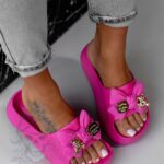 Klapki piankowe z misiem Madam Todi fuksja