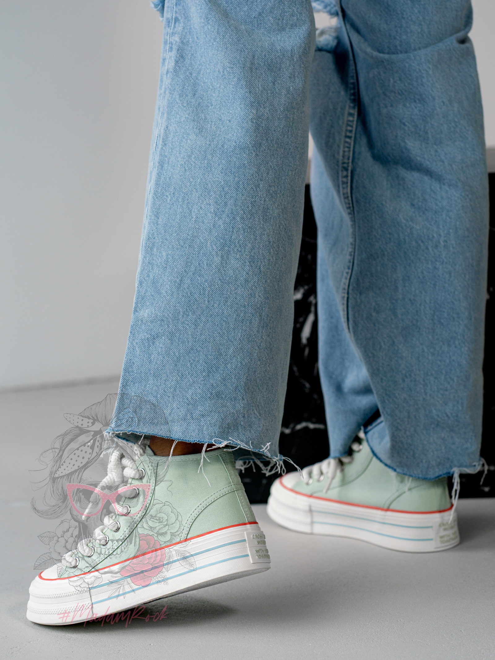 -WYPRZEDANE-Trampki na platformie Rock Opam miętowe