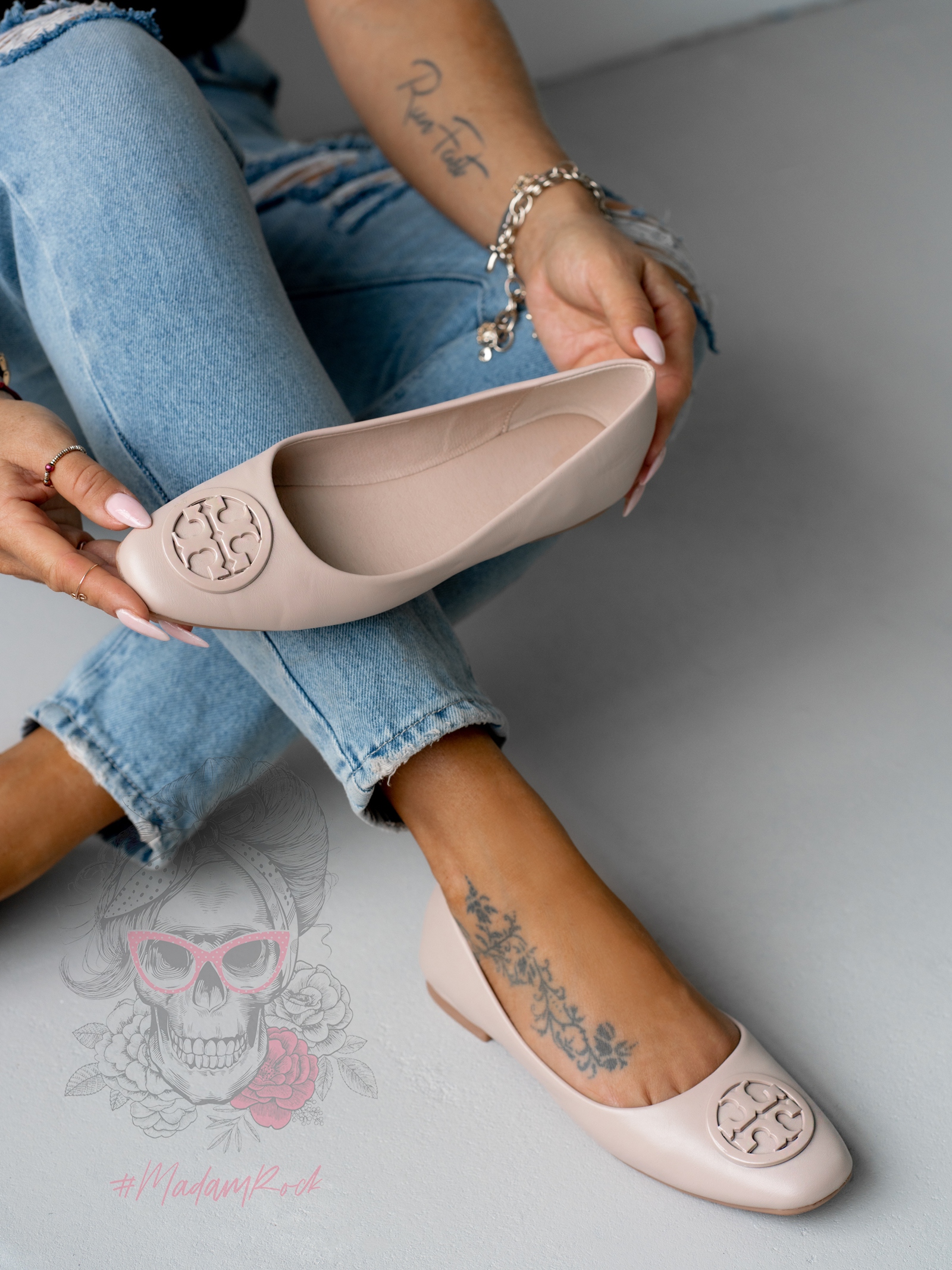 Balerinki damskie Rock TORRI beżowe Balerinki damskie Rock TORRI beżowe