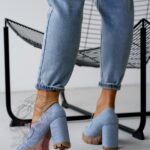 Mokasyny na słupku Madam Mollo II jeansowe