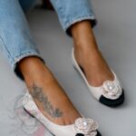 Balerinki damskie Madam NELL beżowo-czarne