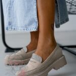 Mokasyny z cyrkoniami Madam Olio beżowe