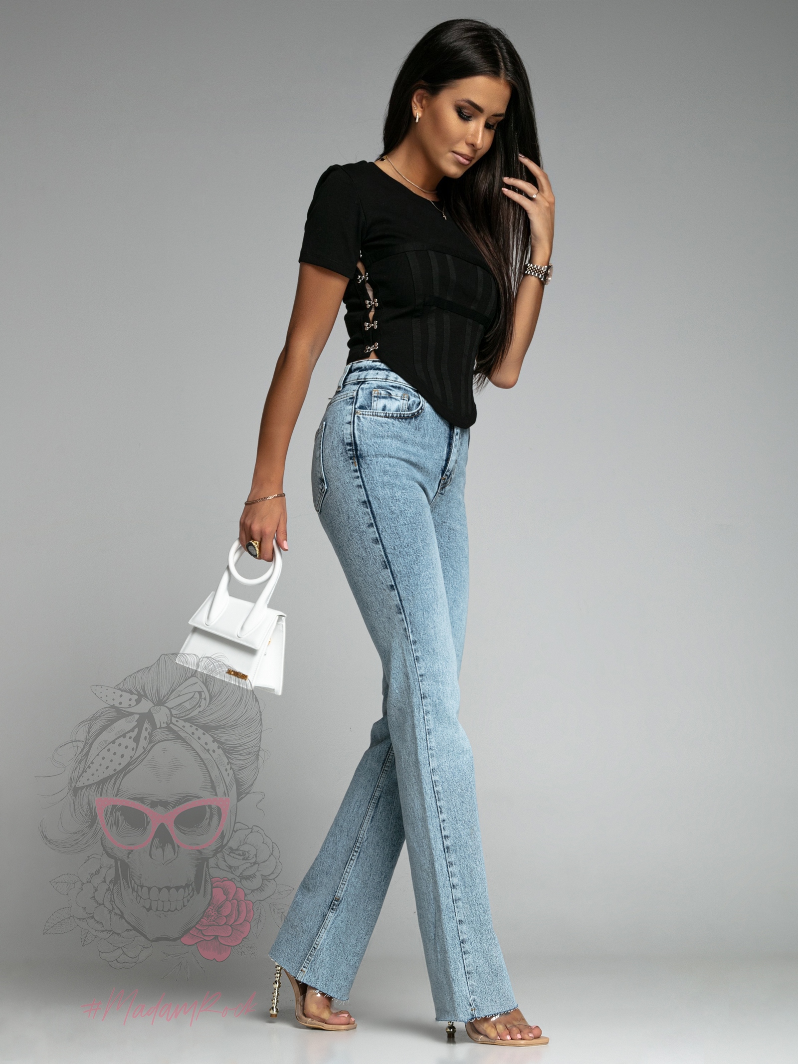 Spodnie jeansowe z rozporkami Ruptura niebieskie