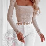 Bluzka na długi rękaw Zarka beżowa