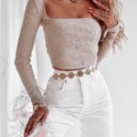 Bluzka na długi rękaw Zarka beżowa