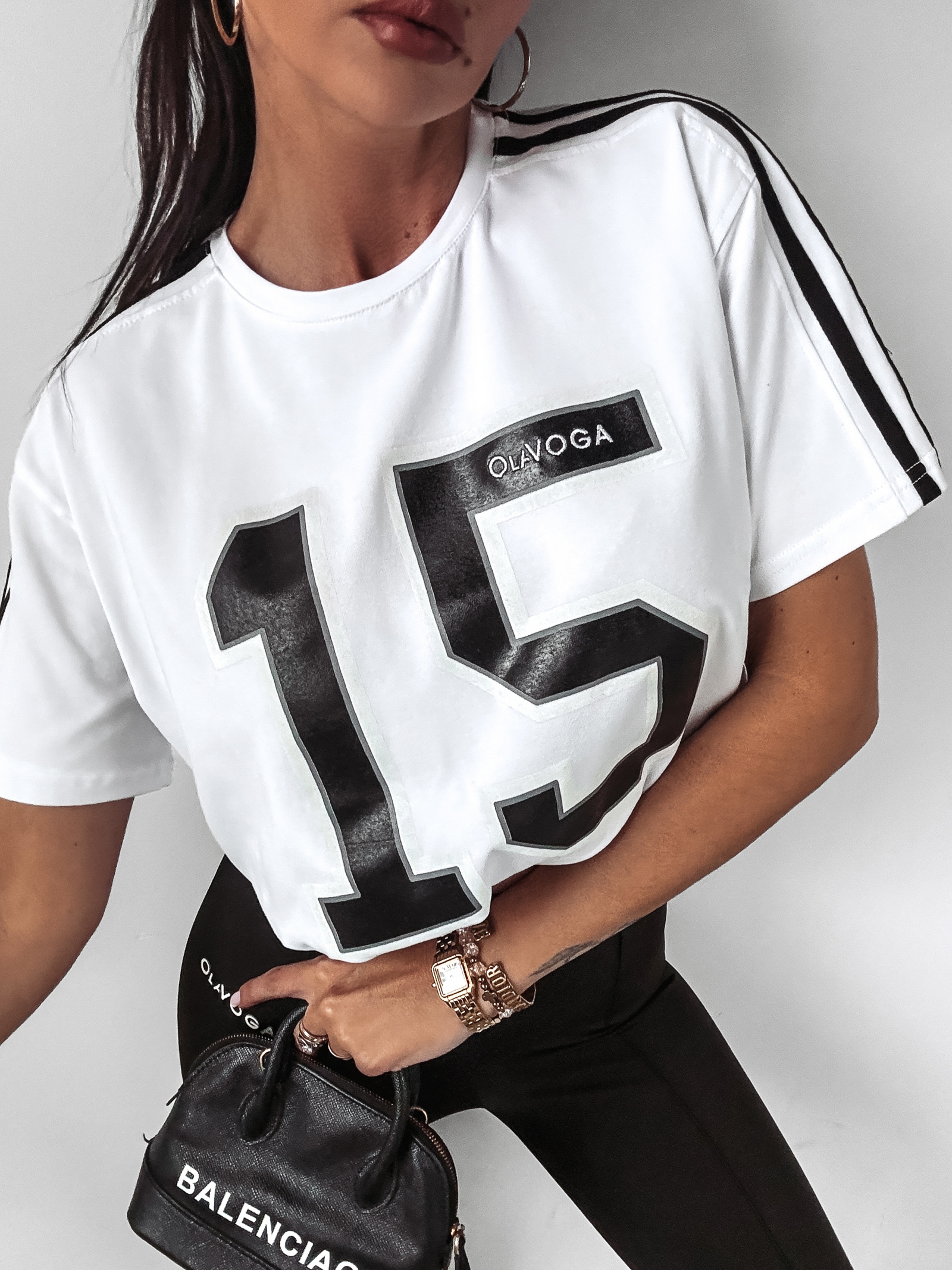 T-shirt oversize z nadrukiem 15 Ola Voga biały T-shirt oversize z nadrukiem 15 Ola Voga biały