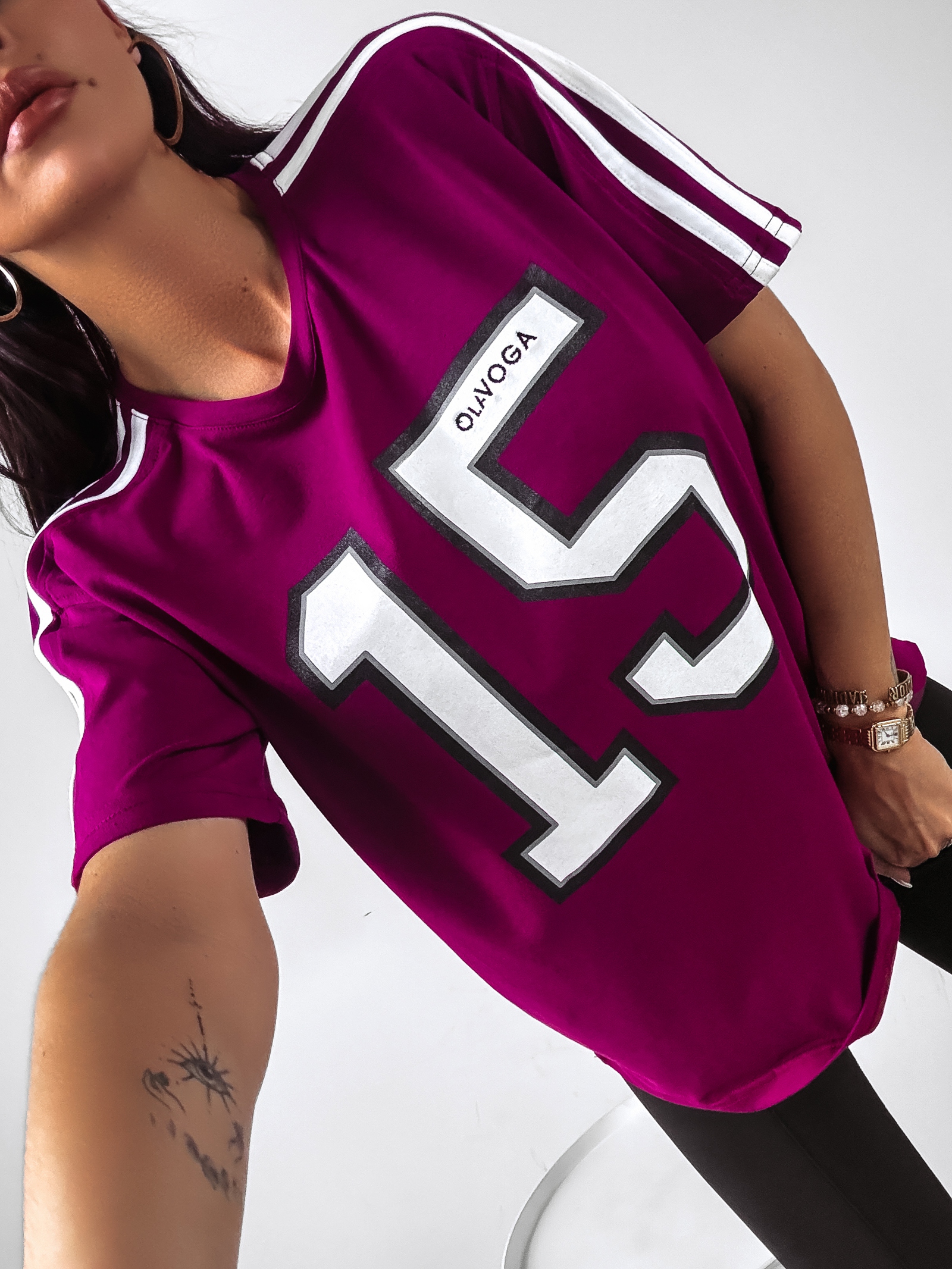 T-shirt oversize z nadrukiem 15 Ola Voga bordowy T-shirt oversize z nadrukiem 15 Ola Voga bordowy