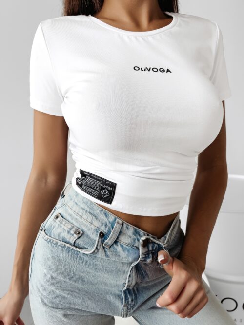 Crop top dopasowany Label Ola Voga biały