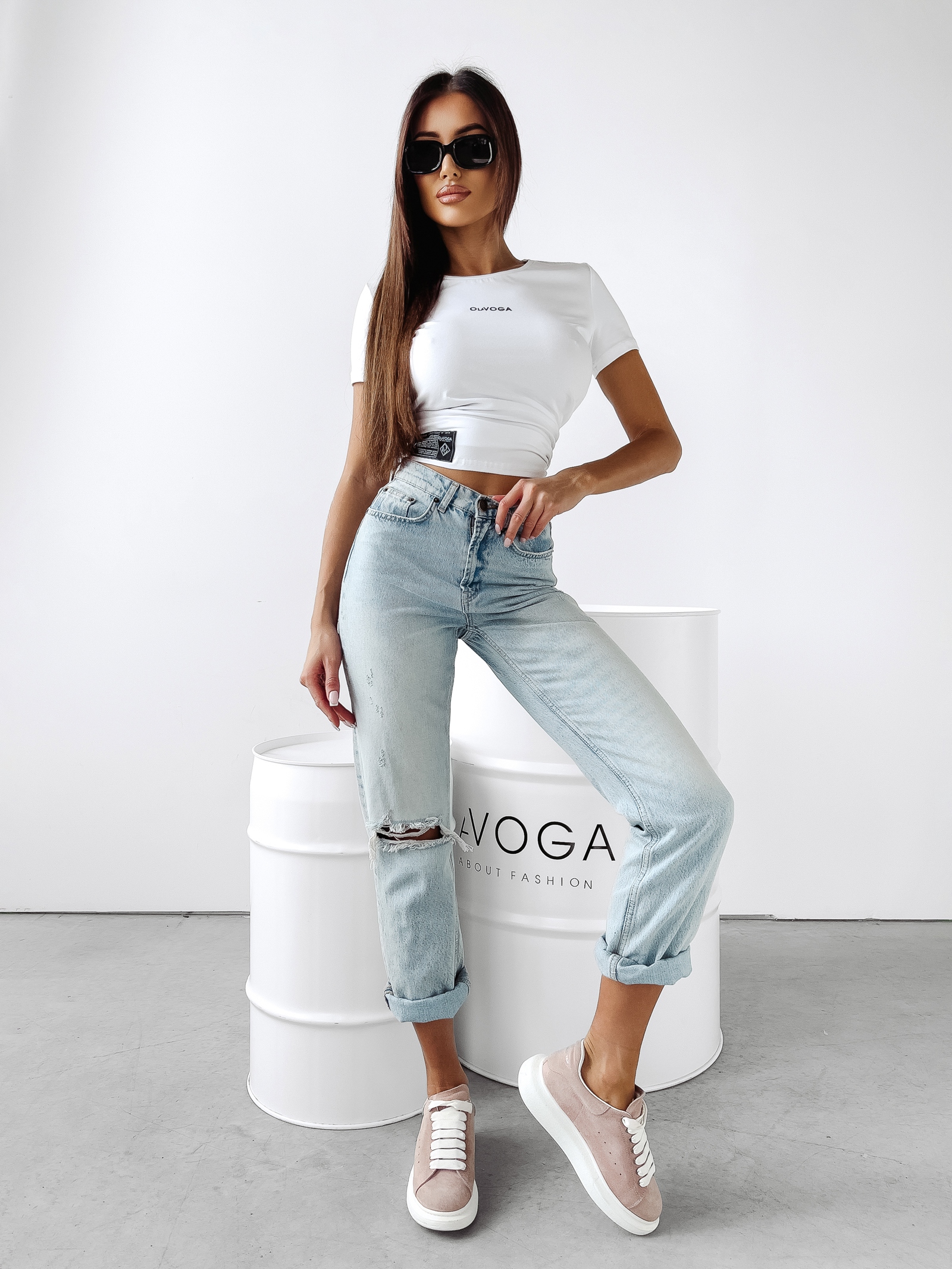 Crop top dopasowany Label Ola Voga szary
