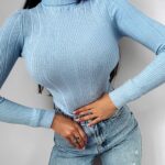 Sweter z golfem Laos Ola Voga niebieski