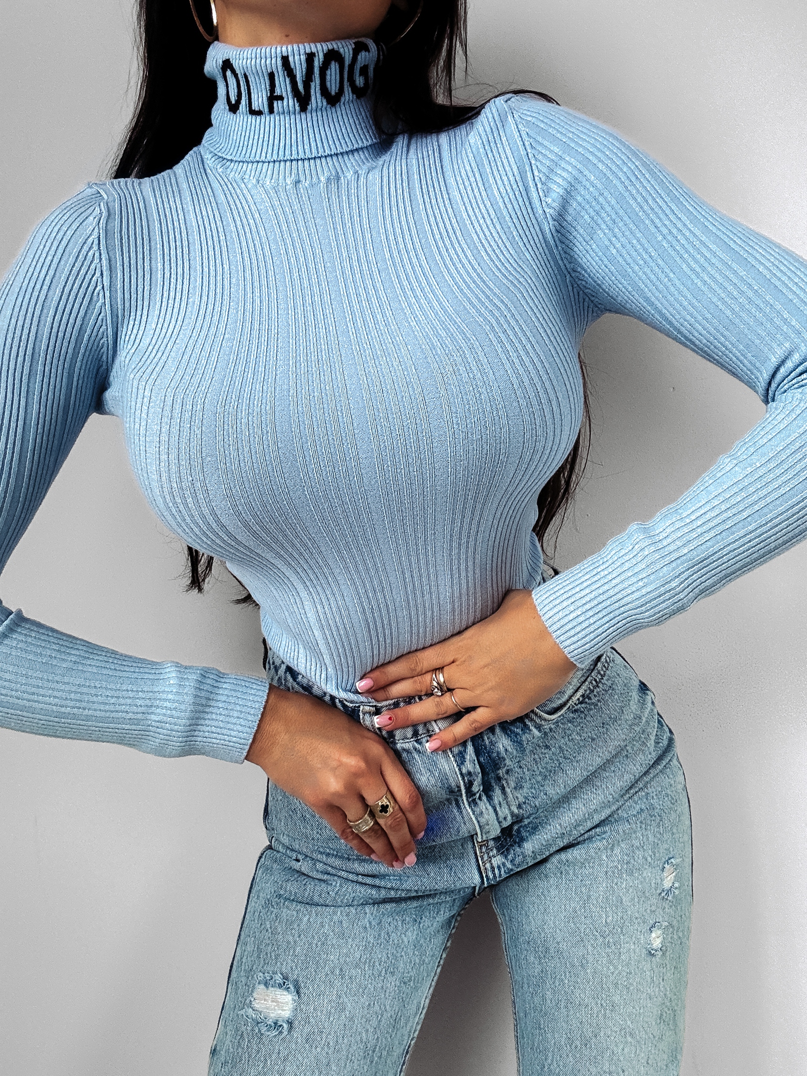 Sweter z golfem Laos Ola Voga niebieski Sweter z golfem Laos Ola Voga niebieski