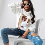 Bluza z kapturem Megan Ola Voga ecru