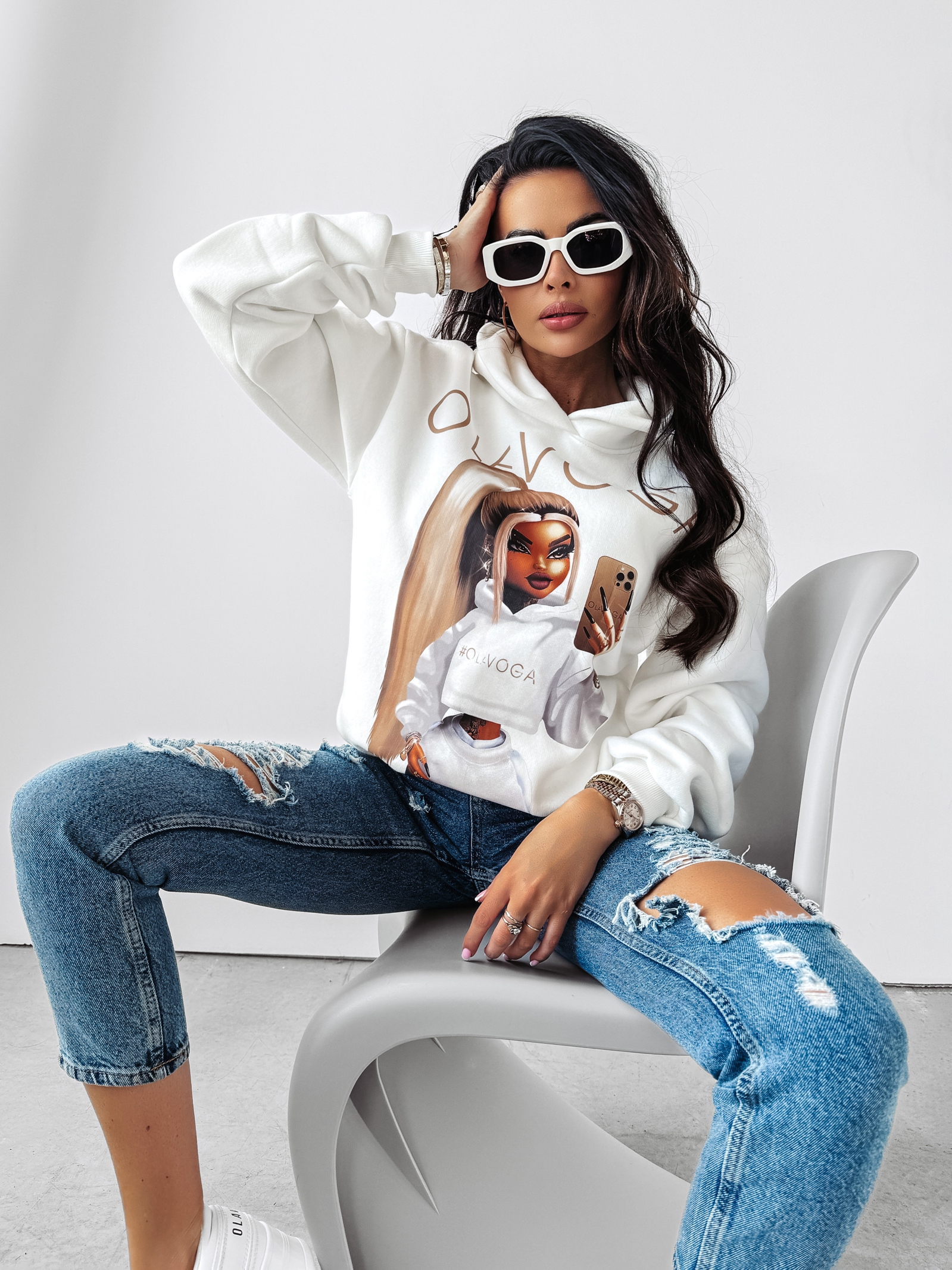 Bluza z kapturem Megan Ola Voga ecru