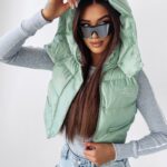 Kamizelka puchowa z kapturem Bali Ola Voga miętowa