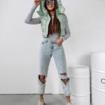 Kamizelka puchowa z kapturem Bali Ola Voga miętowa