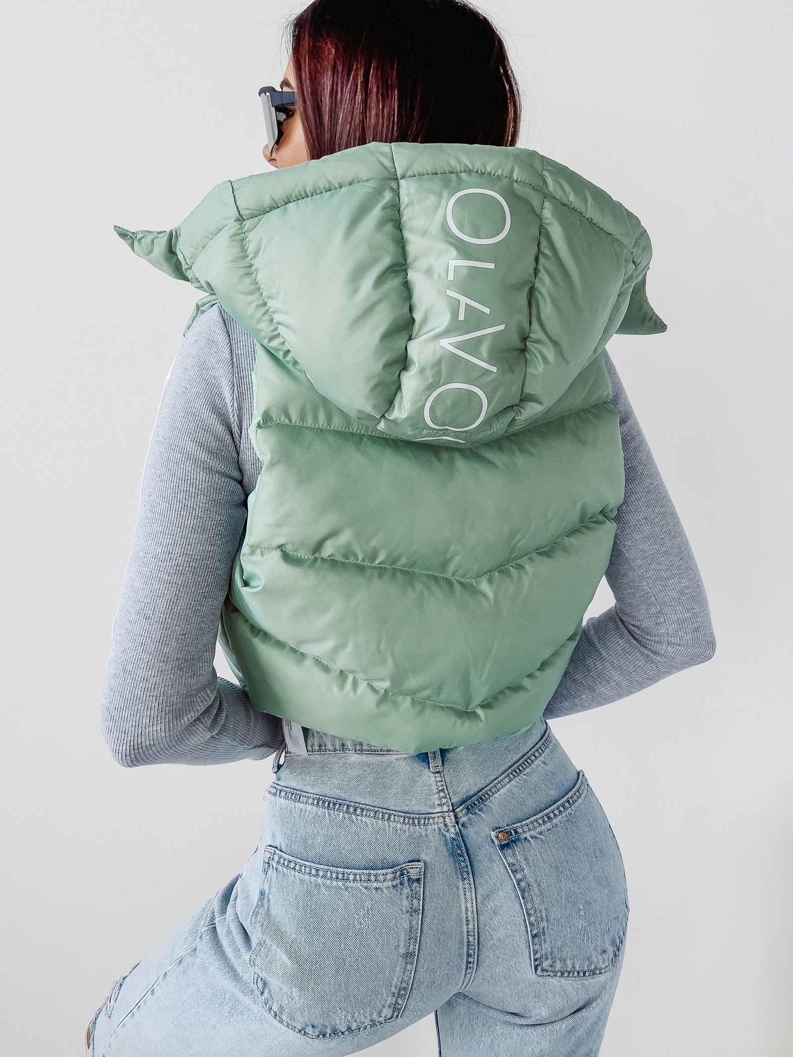 Kamizelka puchowa z kapturem Bali Ola Voga miętowa