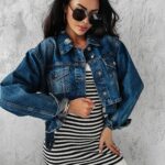 Kurtka/katana oversize jeansowa Korto Ola Voga c. niebieski