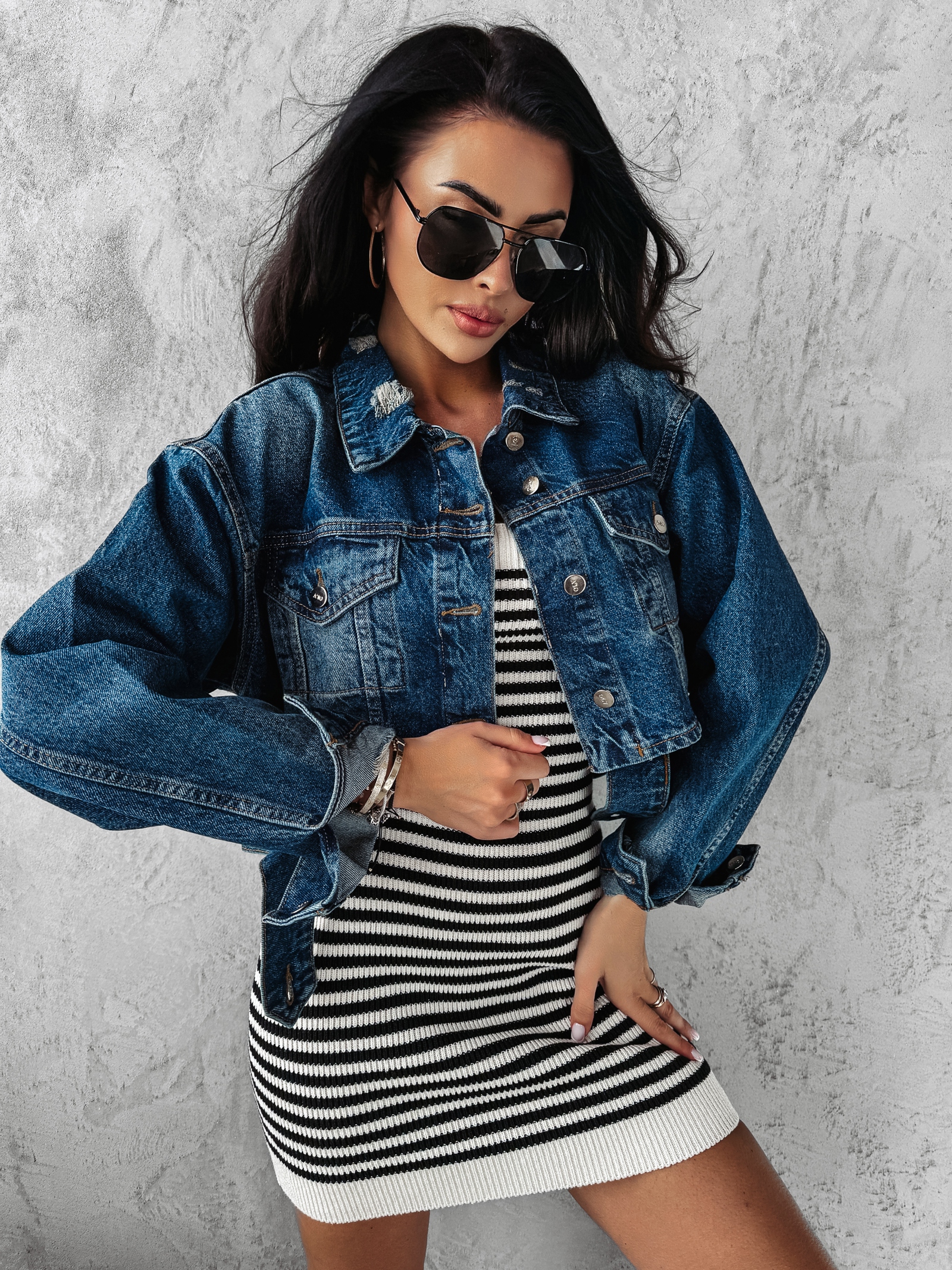 Kurtka/katana oversize jeansowa Korto Ola Voga c. niebieski Kurtka/katana oversize jeansowa Korto Ola Voga c. niebieski