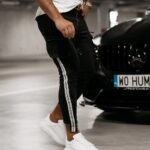 Spodnie jeansowe męskie cargo FLISS OLAVOGA czarne