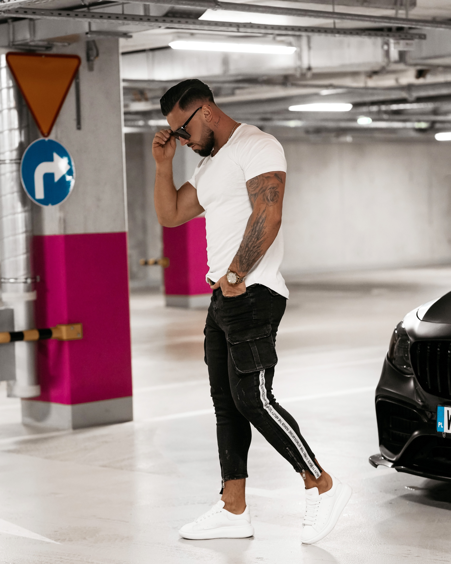 Spodnie jeansowe męskie cargo FLISS OLAVOGA czarne Spodnie jeansowe męskie cargo FLISS OLAVOGA czarne