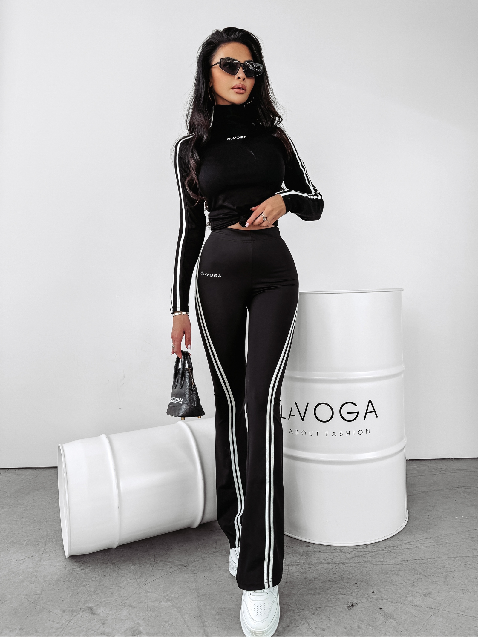 Legginsy z lampasem Cinto Ola Voga czarne Legginsy z lampasem Cinto Ola Voga czarne