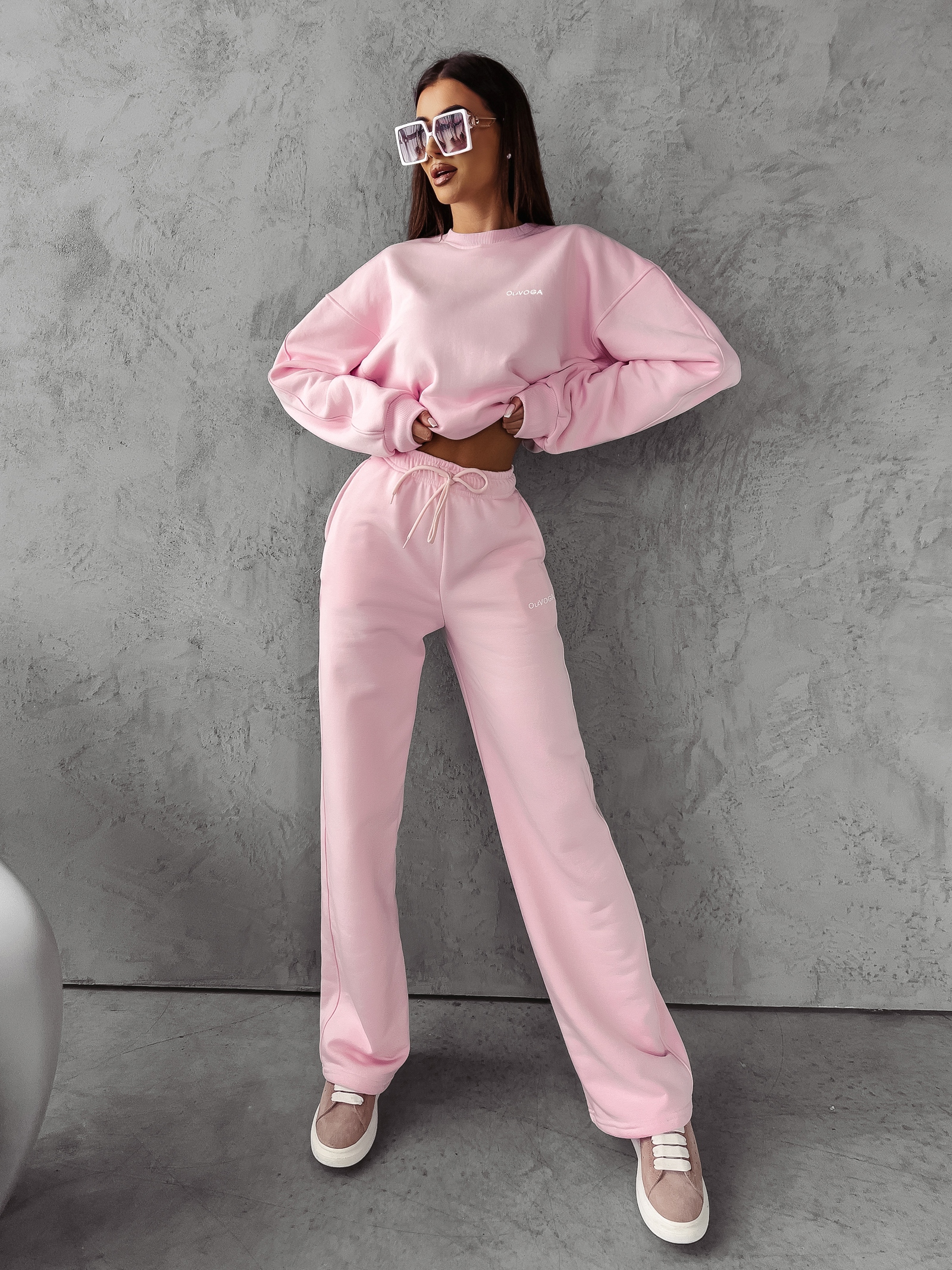 Komplet sportowy bawełniany Mona Ola Voga pudrowy