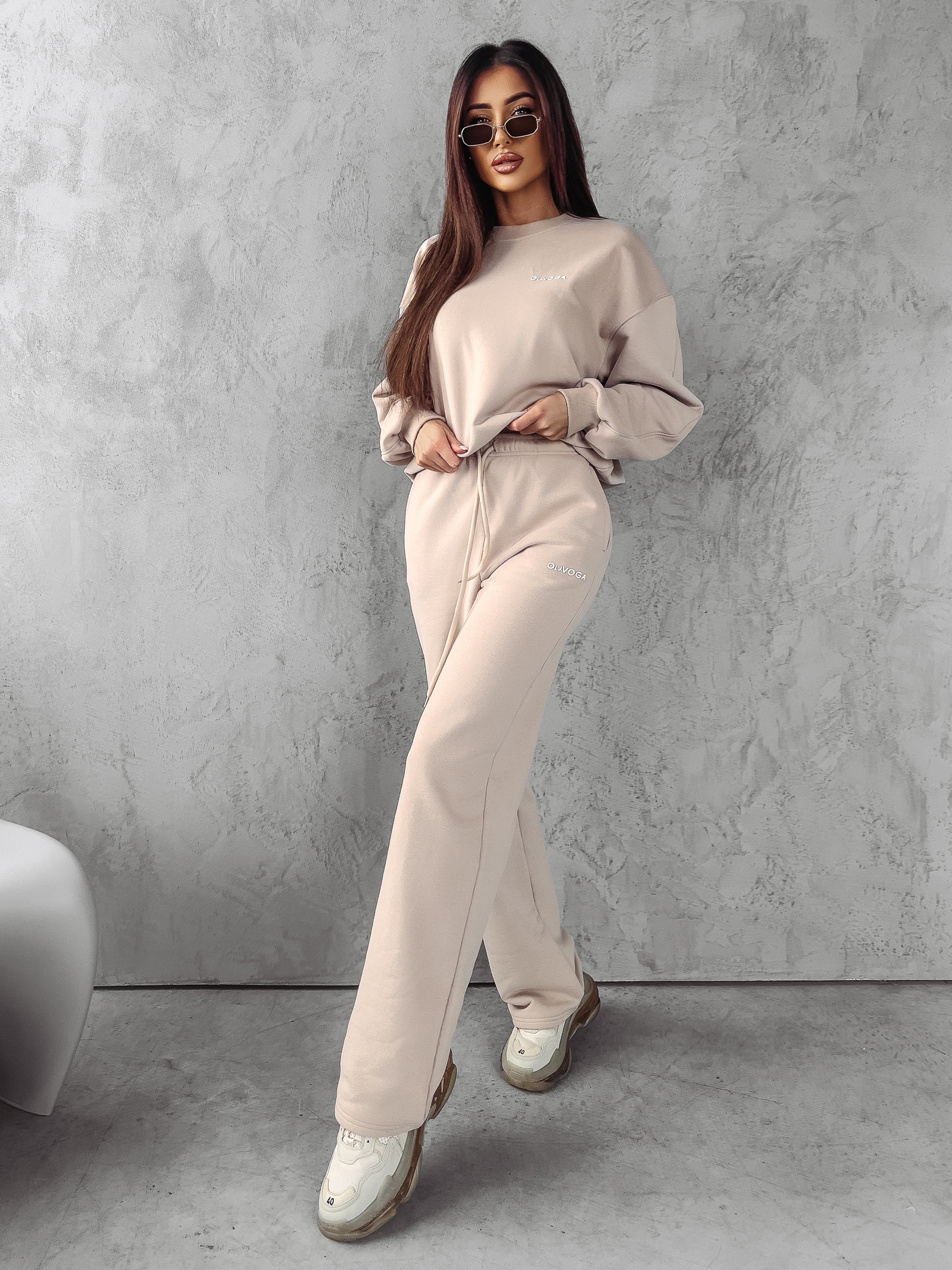 Komplet sportowy bawełniany Mona Ola Voga beżowy