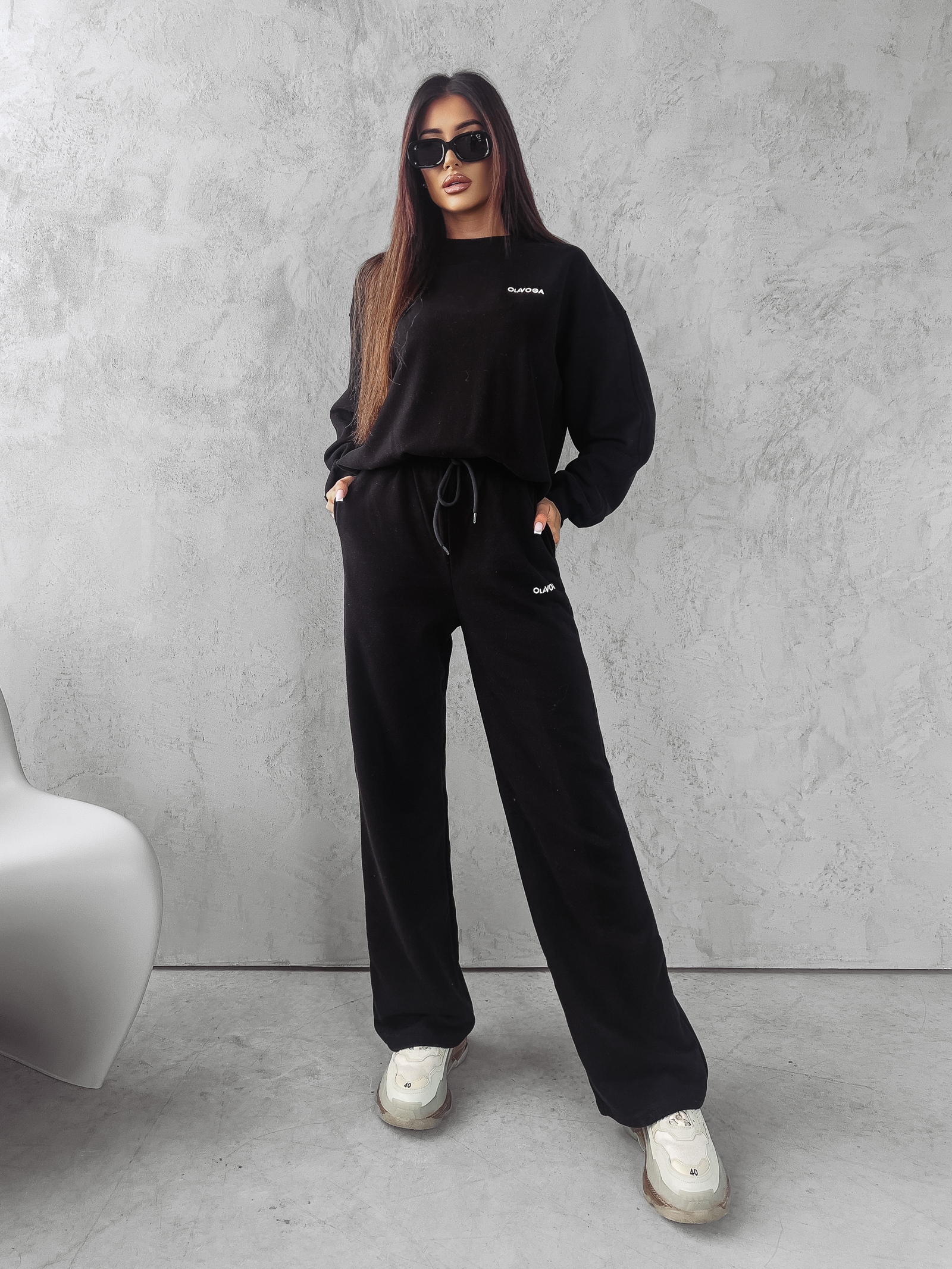 Komplet sportowy bawełniany Mona Ola Voga czarny