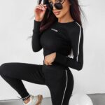 Komplet prążkowany Easy Ola Voga czarny