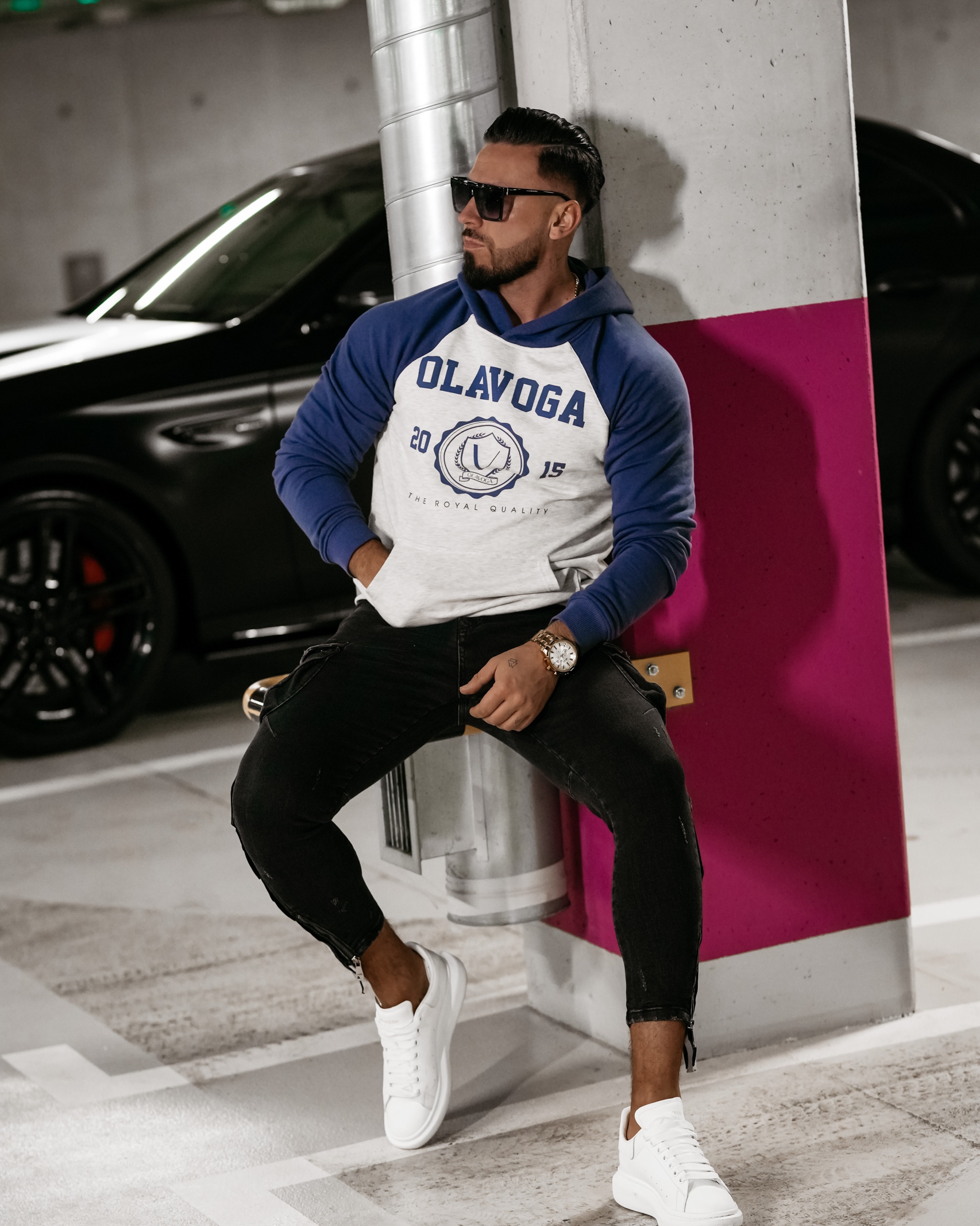 Bluza męska z kapturem DIVERSE OLAVOGA granatowa