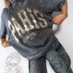 T-shirt dekatyzowany PARIS szary