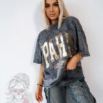 T-shirt dekatyzowany PARIS szary