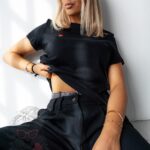 T-shirt bawełniany Lovsom czarny