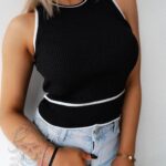 Top prążkowany Tupo czarny