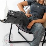 T-shirt prążkowany Pots szary