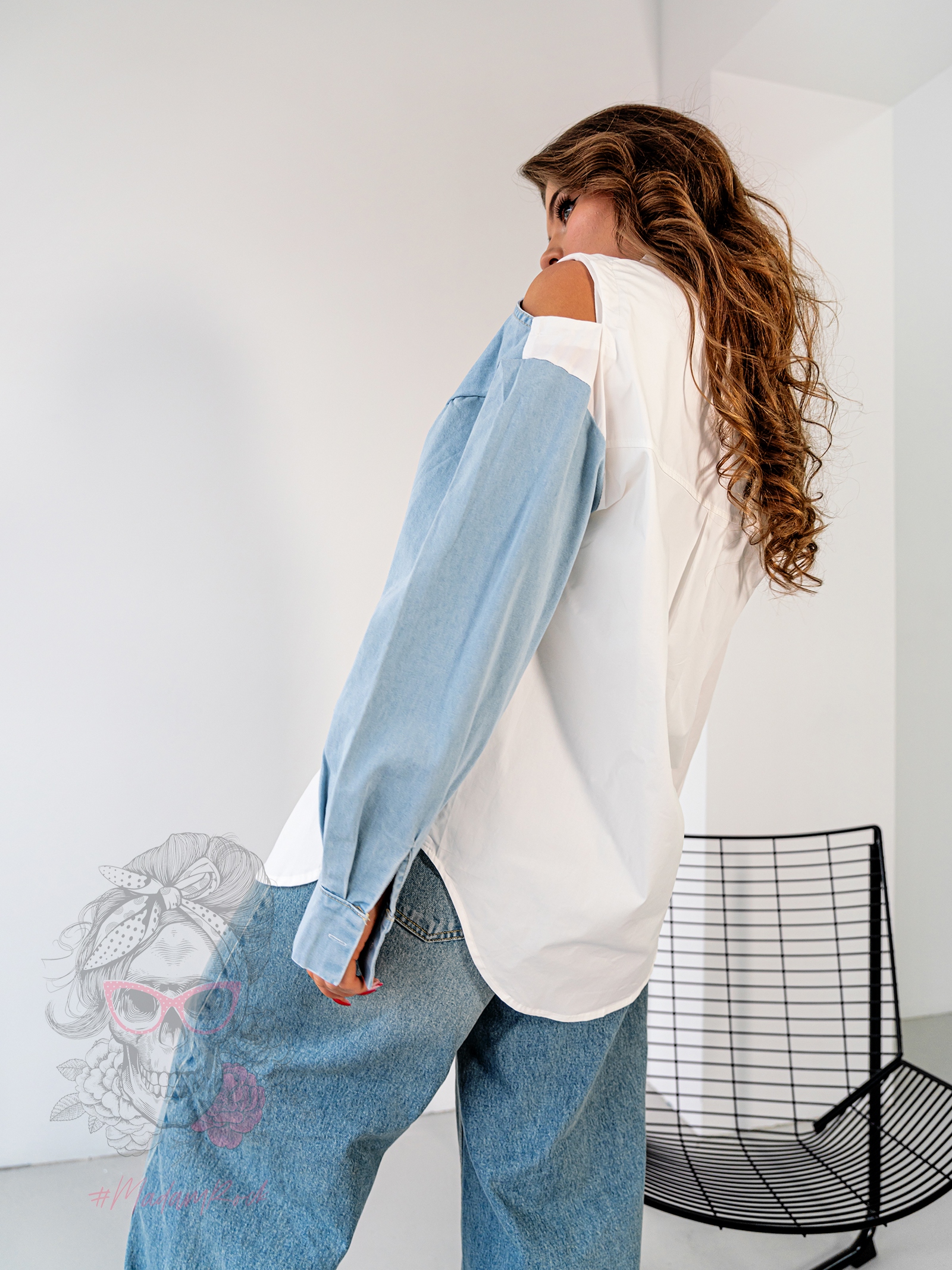 Koszula z jeansową kamizelką MC Vige biała Koszula z jeansową kamizelką MC Vige biała