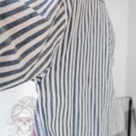 Koszula w paski z rozcięciami Raso granatowa