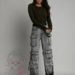 Spodnie jeansowe bojówki Juddy szare