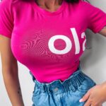 T-shirt dopasowany Estera Ola Voga amarantowy